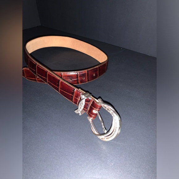 Brighton, vintage women’s belt. Beautiful silver plated horseshoe belt buckle. main image 6
